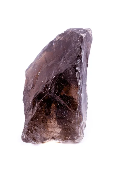 Pedra mineral macro Rauhtopaz sobre um fundo branco — Fotografia de Stock