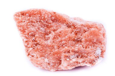 Makro mineral halite, beyaz bir arka plan üzerinde yakın çekim