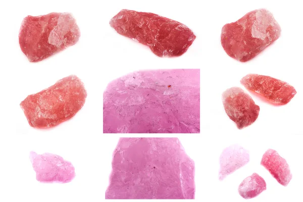 Coleção de pedra mineral quartzo rosa — Fotografia de Stock