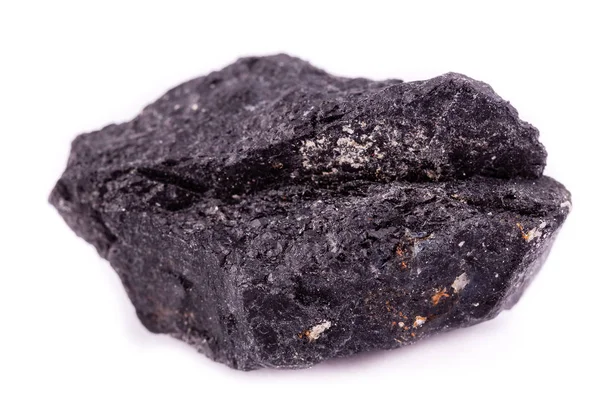 Makro mineral sten Tourmaline på vit bakgrund — Stockfoto