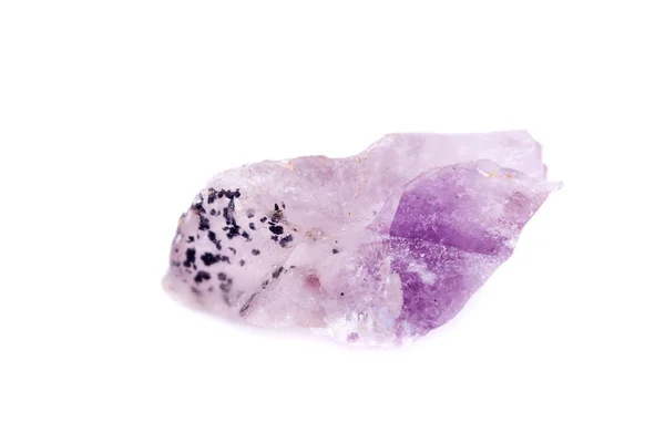 Beyaz arka plan üzerinde makro mineral taş Ametist — Stok fotoğraf
