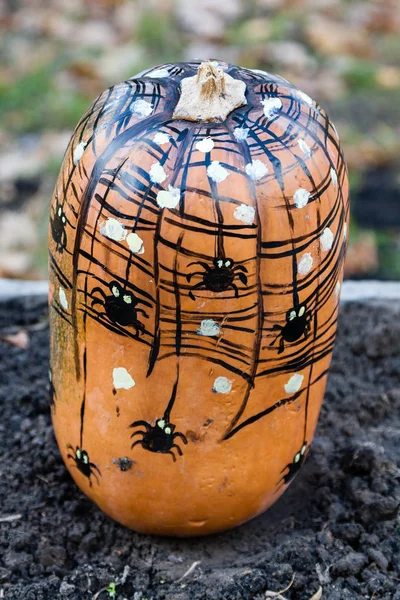 Vyřezávané a malované dýně Halloween — Stock fotografie