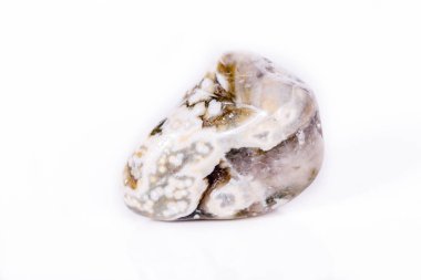 Makro mineral taş Jasper beyaz bir arka plan üzerinde okyanus 