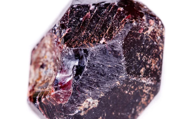 Makro dari batu garnet mineral pada latar belakang putih — Stok Foto