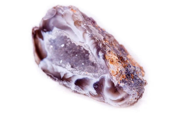 Makro ásványi kő Achát bud fehér háttér — Stock Fotó