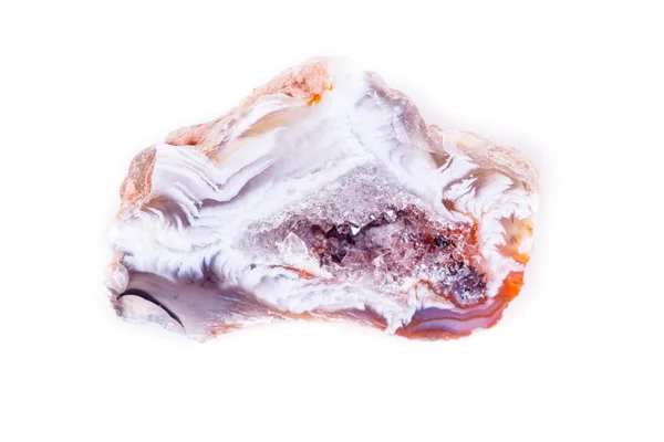 Makro ásványi kő Achát bud fehér háttér — Stock Fotó