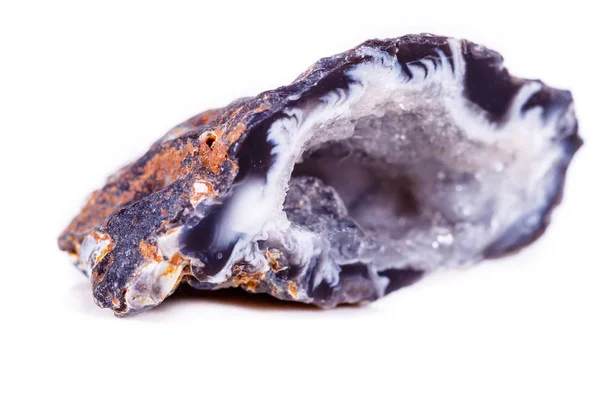 Макро мінеральний кам'яний агатний бутон на білому тлі — стокове фото