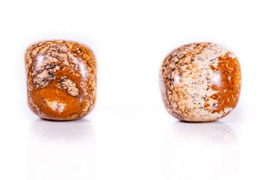Makro mineral rock jasper manzara sandy beyaz arka plan üzerinde 