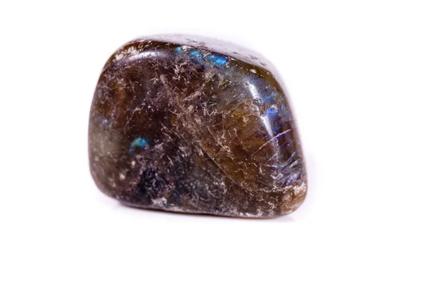 Macro piedra mineral Labradorita sobre fondo blanco — Foto de Stock