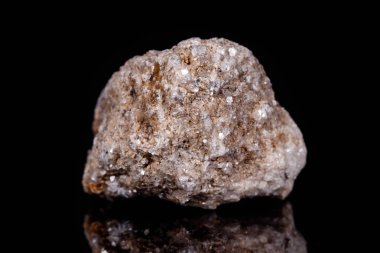 Makro mineral taş Albit siyah arka plan üzerine