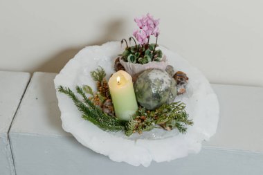 Taze çiçeklerin Noel kompozisyonu 