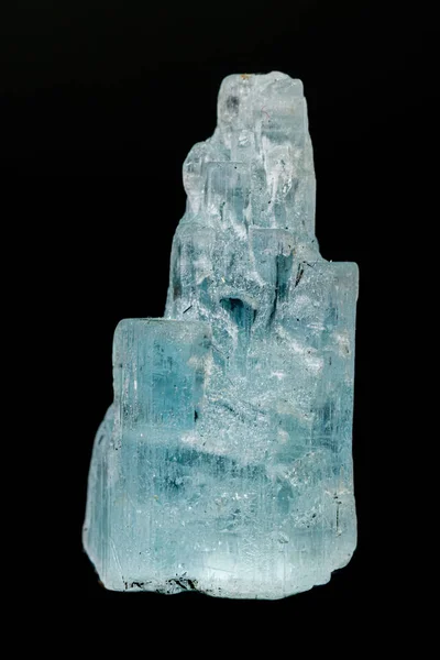 Macro mineral aquamarine stone on a black background — Stock Photo, Image