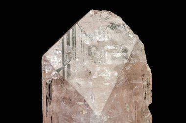 Siyah zemin üzerinde makro mineral taşı Danburit 