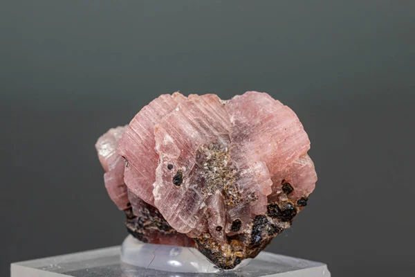 Siyah arka planda makro mineral taşı Rhodochrosite — Stok fotoğraf