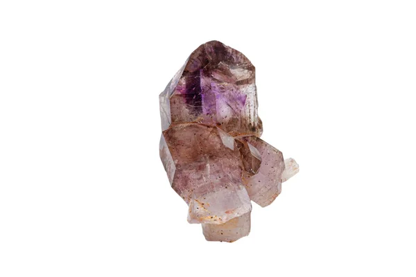 Macro mineral stone Amethyst on smoky quartz on a white backgrou — Stockfoto