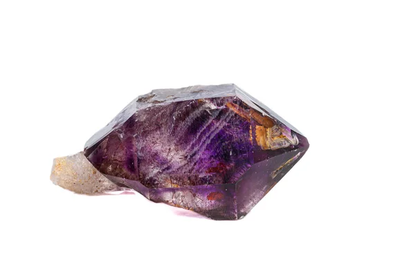 Macro mineral stone Amethyst on smoky quartz on a white backgrou — Stock Photo, Image