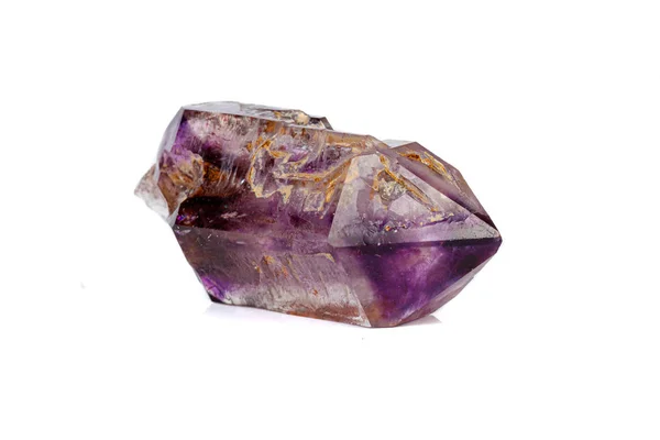 Macro mineral stone Amethyst on smoky quartz on a white backgrou — Zdjęcie stockowe