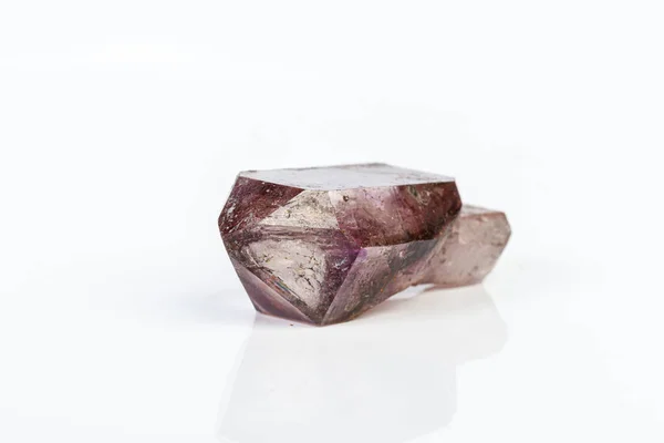 Macro mineral stone Amethyst on smoky quartz on a white backgrou — Stock Fotó
