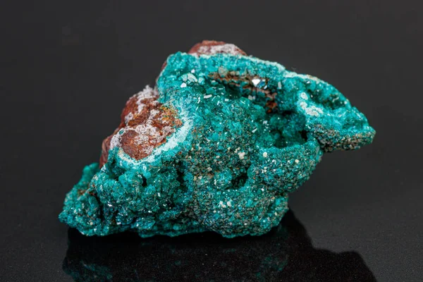Macro mineral stone Dioptase on a gray background — Stock Photo, Image