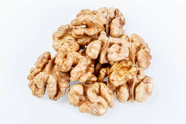 Macro juglandaceae nuts, walnut on a white background — Stock Photo, Image