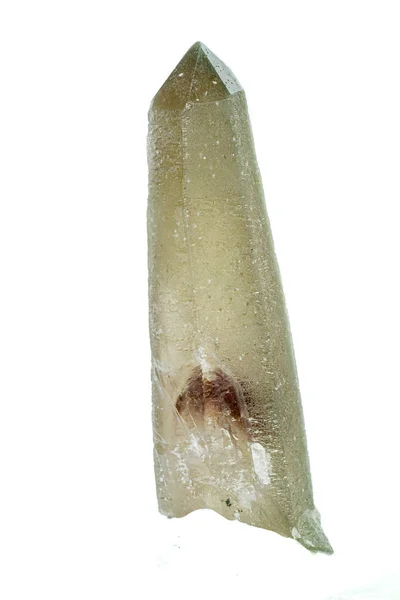 Macro minerale steen Prase met amethist fantoom op een witte onderkant — Stockfoto