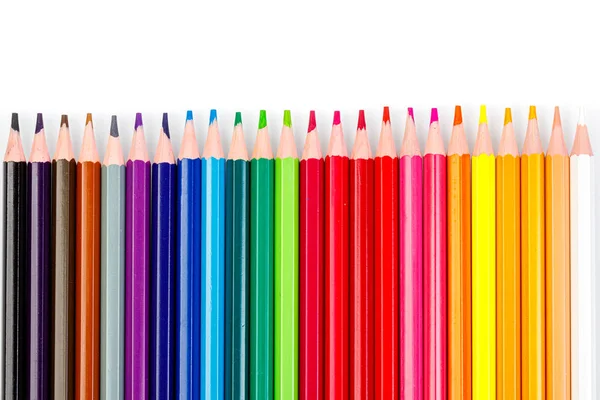 Macro multicolored pencils on a white background — 스톡 사진