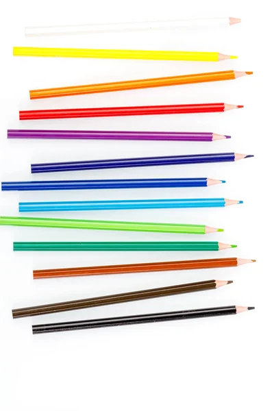 Macro multicolored pencils on a white background — 스톡 사진