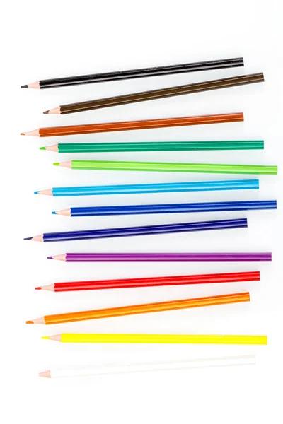 Macro multicolored pencils on a white background — 스톡 사진