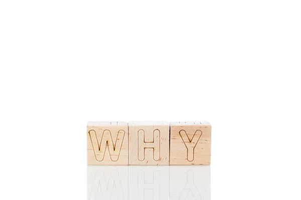 Wooden Cubes Letters Why White Background Close — Stock Photo, Image