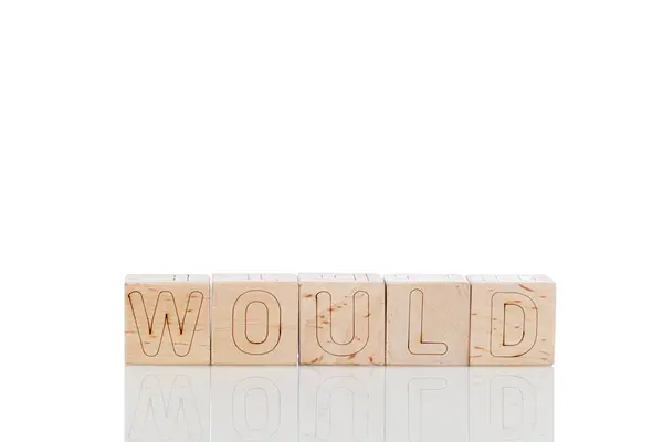 Деревянные Кубики Буквами Будут Белом Фоне Крупным Планом — стоковое фото