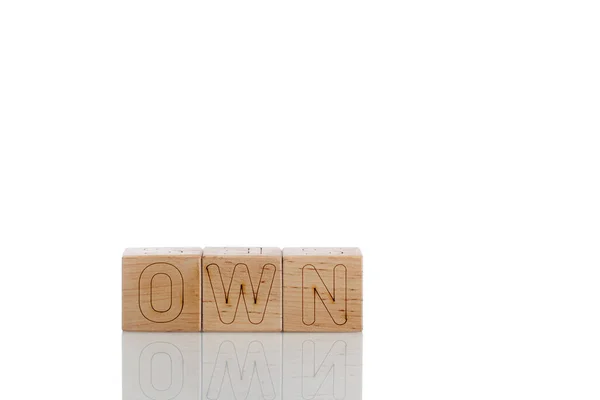 Wooden Cubes Letters Own White Background Close — Stock Photo, Image