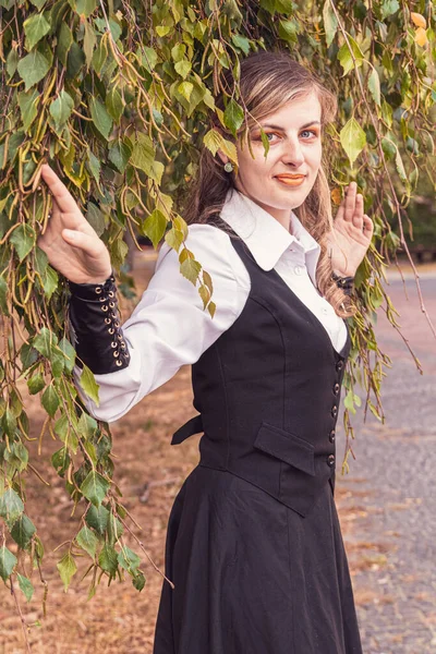 Belle Fille Vêtements Steampunk Fermer — Photo