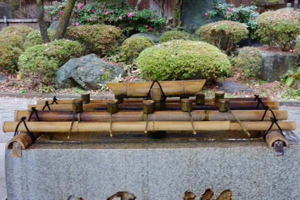 Ett Rent Vatten Plats När Besöker Ett Japanskt Tempel — Stockfoto