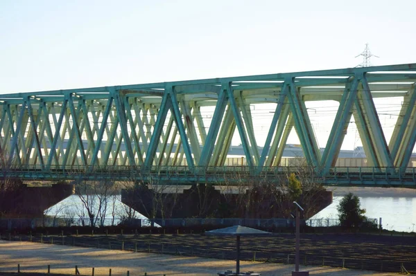 Grand Pont Ferroviaire Pour Véhicules Ferroviaires Relatif Taïga — Photo