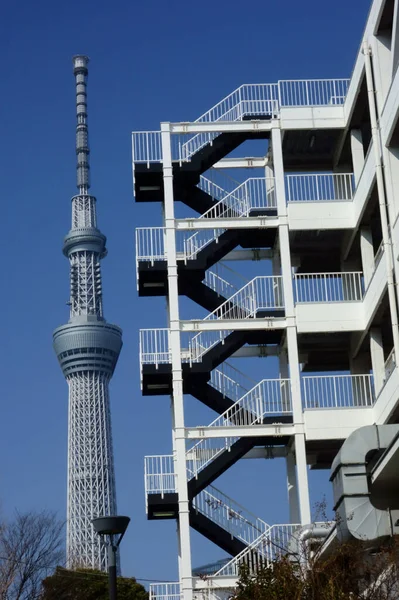 东京市中心的一个地标 也是一座无线电塔 一棵新的著名的空中树 — 图库照片