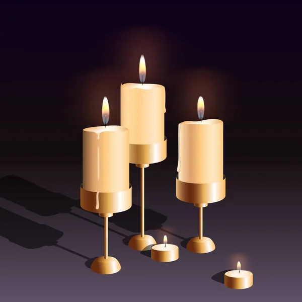 Vector Velas Encendidas Realistas — Vector de stock