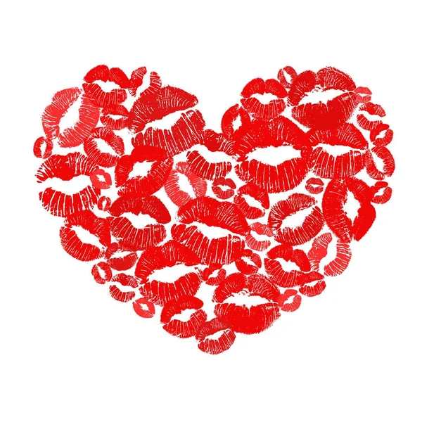 Векторна Ілюстрація Серцем Наповненим Слідами Поцілунку Білому Тлі — стоковий вектор