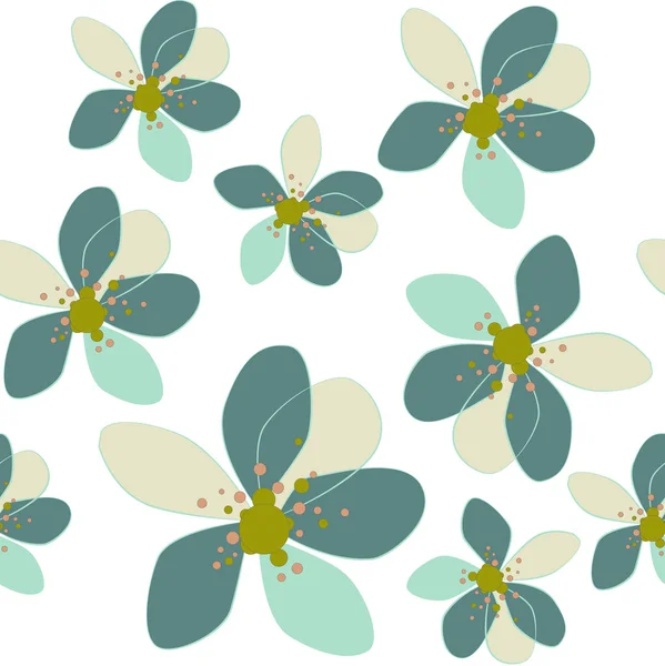 Nahtlose Aquarell-Abstraktion florales Muster auf weißem Hintergrund — Stockvektor
