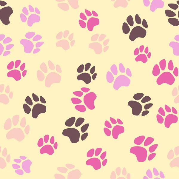 Animal seamless vector pattern of paw footprint. — Stock Vector
