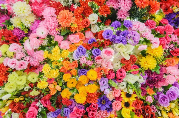 Colorful mixed bouquet with various spring flowers — Stock Photo, Image