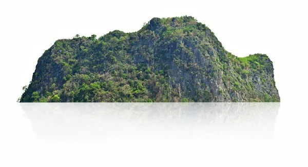 Grote Berg Met Boom Isoleren Witte Achtergrond — Stockfoto