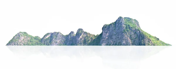 Montaña Panorámica Con Árbol Aislado Sobre Fondo Blanco — Foto de Stock
