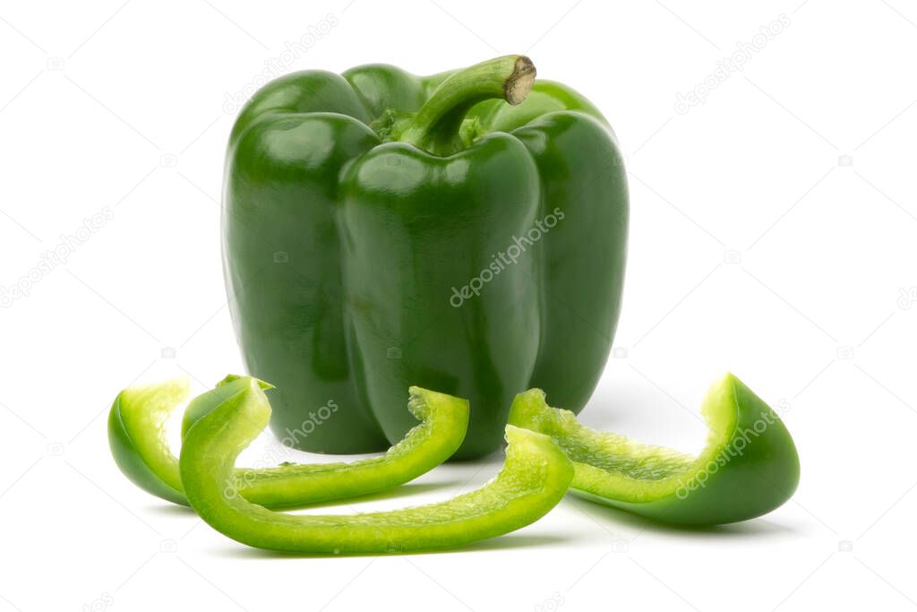 green sweet bell pepper isolate on white backgroud