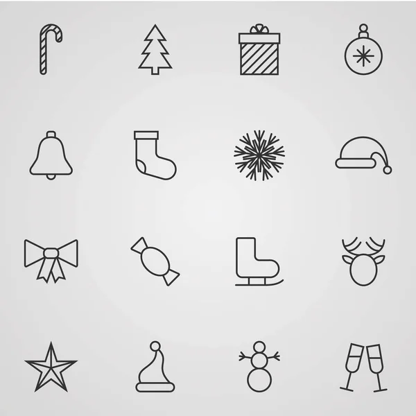 Weihnachten dünne Symbole gesetzt — Stockvektor