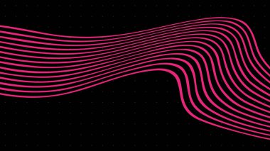Siyah arka plan dalga pembe çizgiler. Soyut vektör çizim