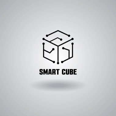 Teknoloji akıllı küp logo, bilgisayar ve veri iş, yüksek teknoloji ve yenilikçi, elektronik ile ilgili