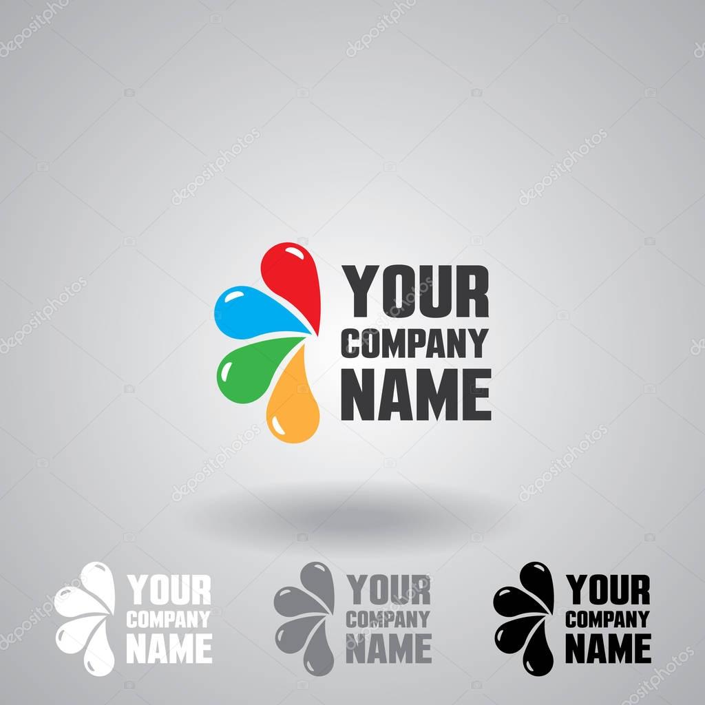 Ink symbol, printing company logo, colored drop vector design