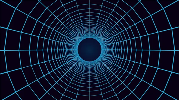 Grid tunel, mesh 3d abstrakt bakgrund — Stock vektor