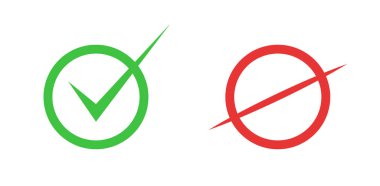 Doğru ve yanlış simgeler. Doğru ve yanlış işaretler. Vektör