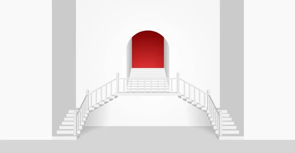 Camera Bianca Interno con un Arco e Strairs. Illustrazione vettoriale . — Vettoriale Stock